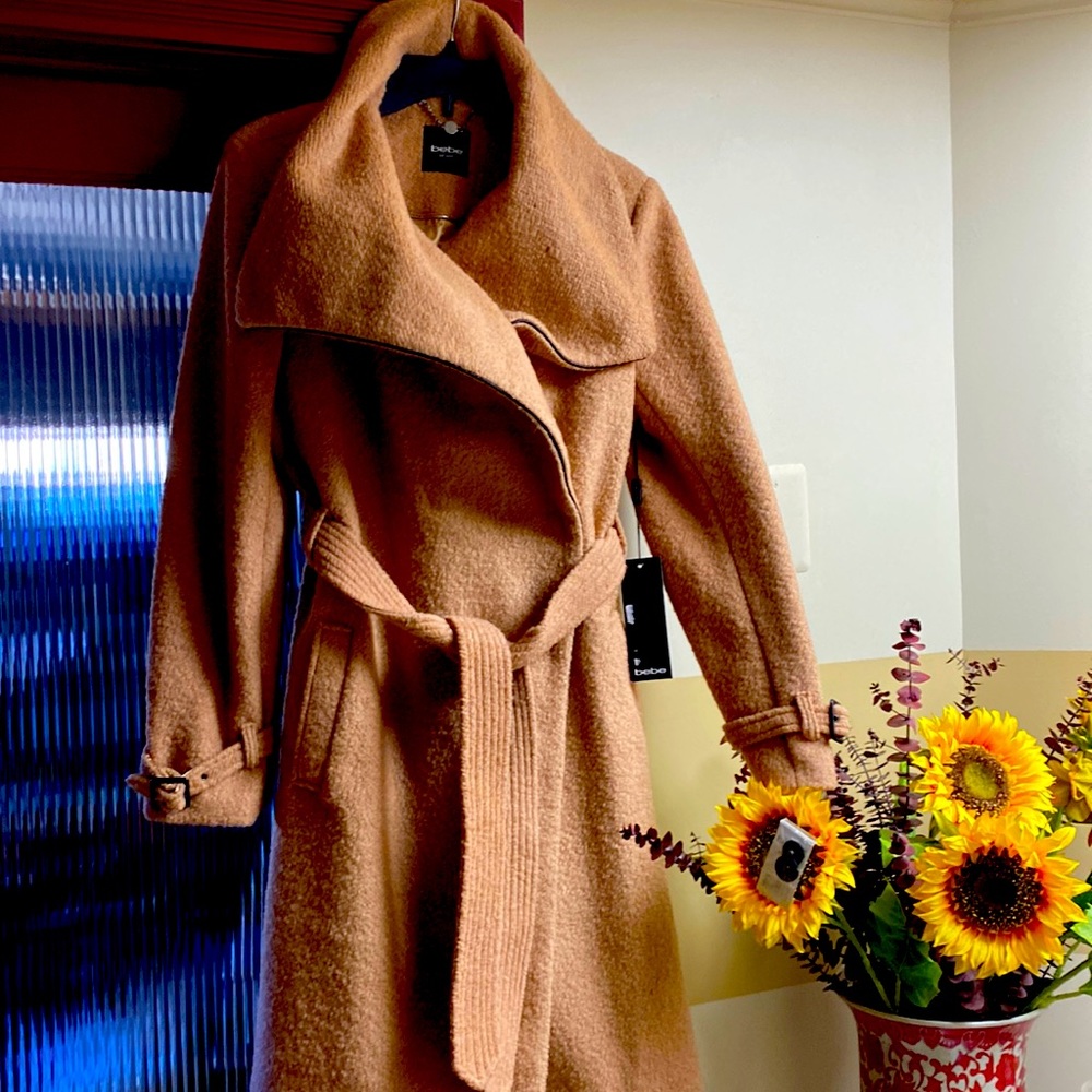 Bebe Camel Color, Detail Lined Coat